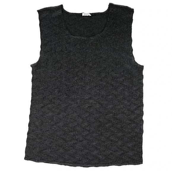 2000s Black Geometric Pleated Summer Tank Top Size Small Form Fitting Tank - Picture 1 of 3